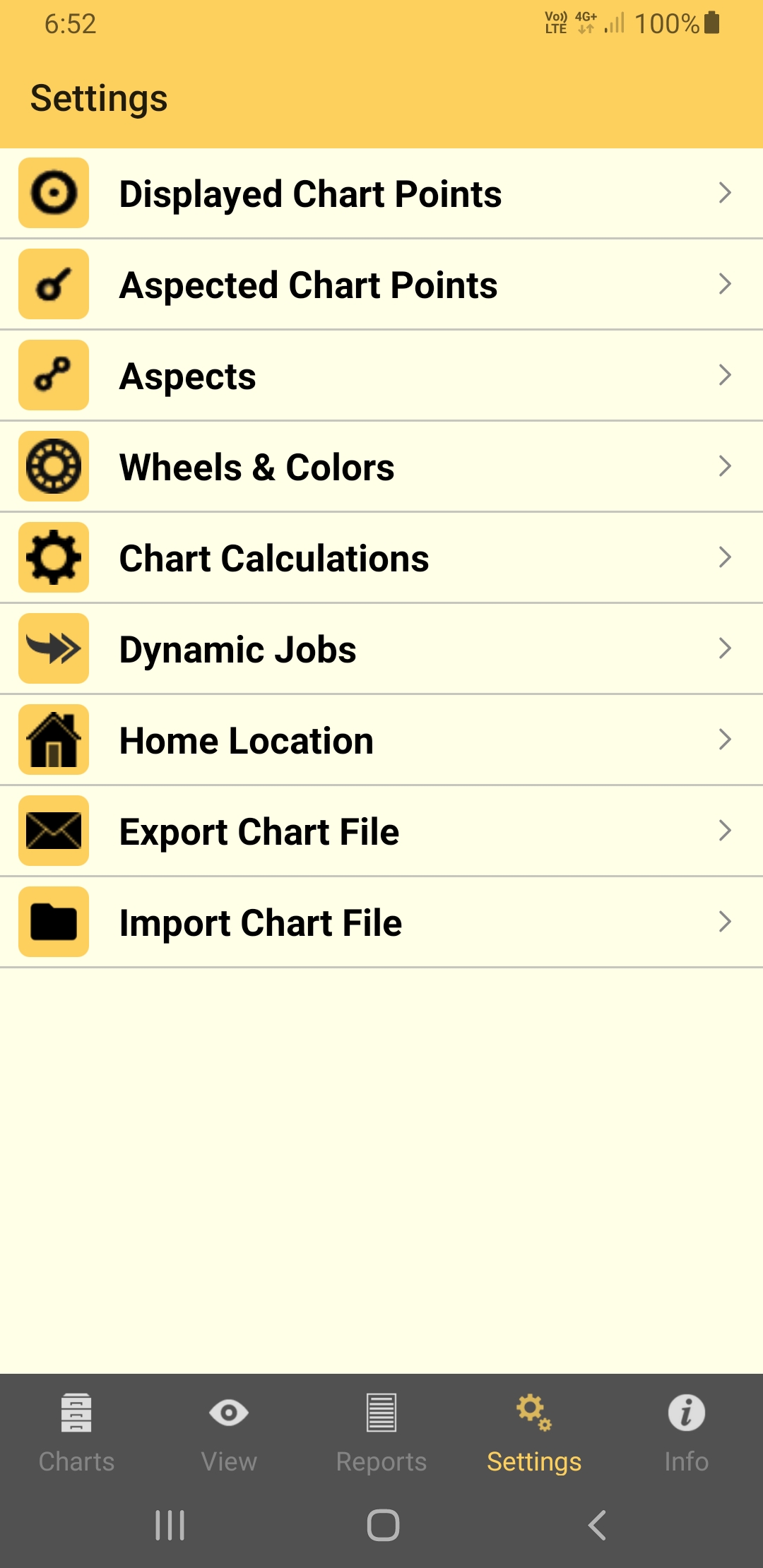 Settings pane