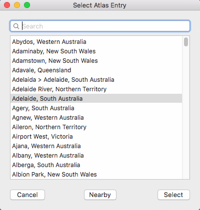 Search for and Select a state or country