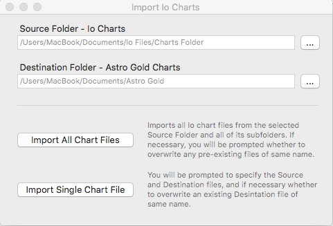 Dialog; import IO chart files