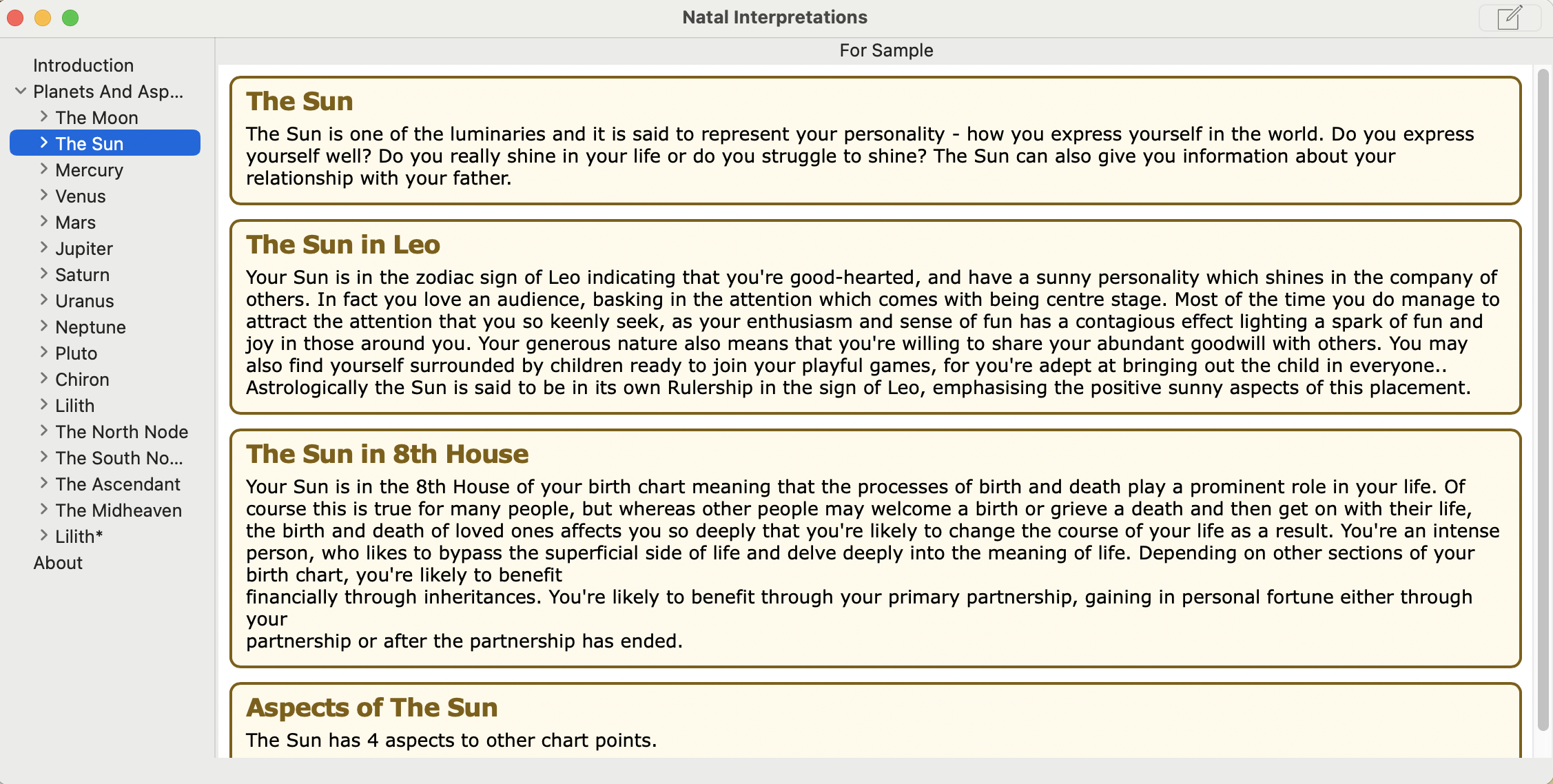 Natal chart Interpretations