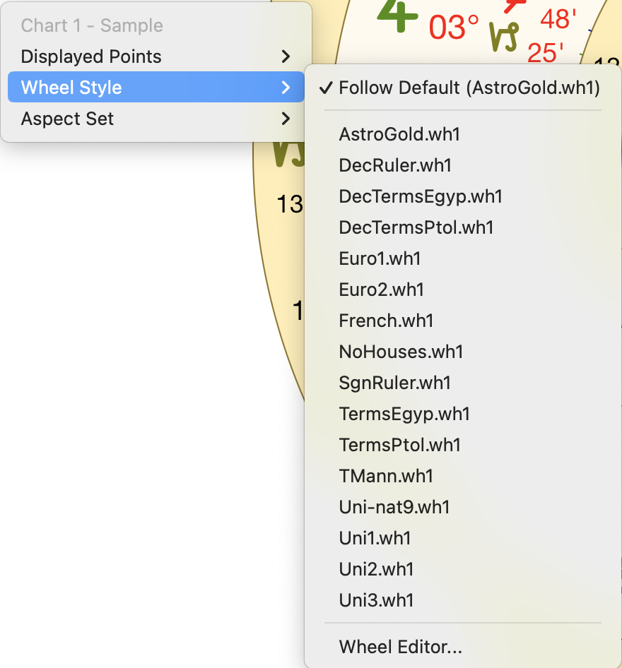 Menu pop up; Viewing Area; select Wheel Style; uni wheels