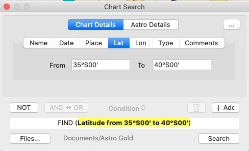 Dialog; Chart Search; Chart Details - latitude