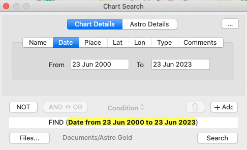 Dialog; Chart Search; Chart Details - date
