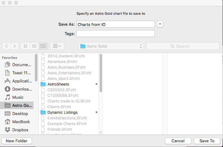 Dialog; import single Io chart file; Save to filename