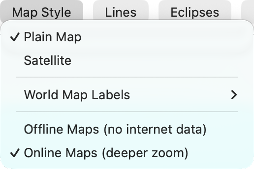 Menu; Maps; Map Style