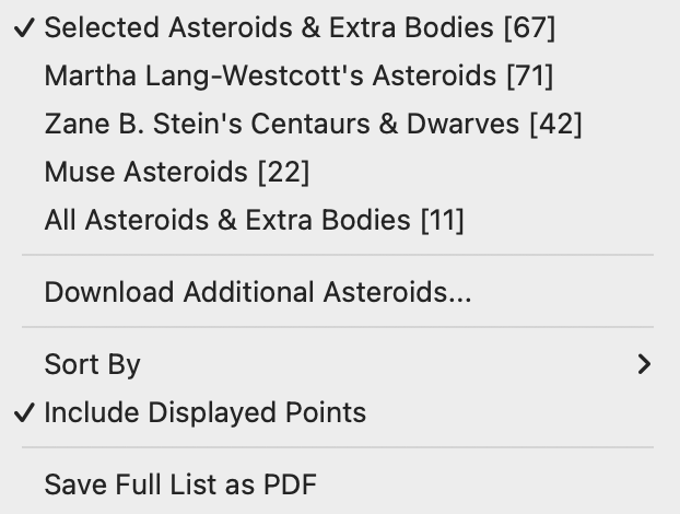 Icon, Dialog; downloading additional asteroids v6