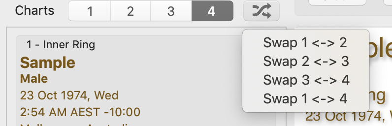 Swap the order of 4 selected charts