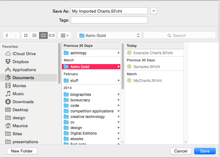 Import; 4. Save As the SF chart attachment, navigate to save folder