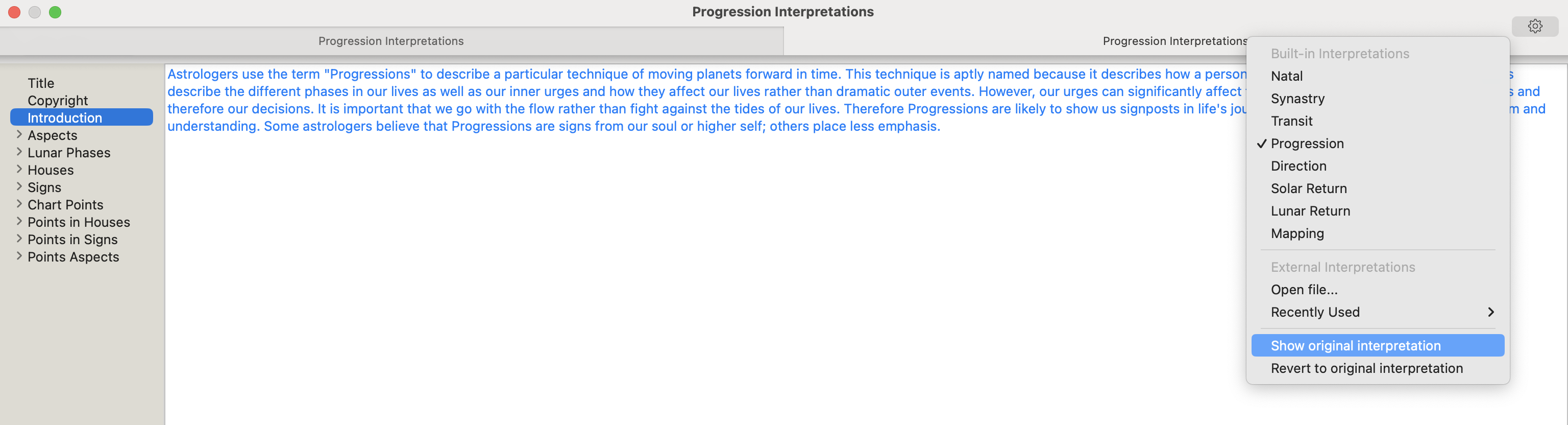 Interpretations Editor; edited text