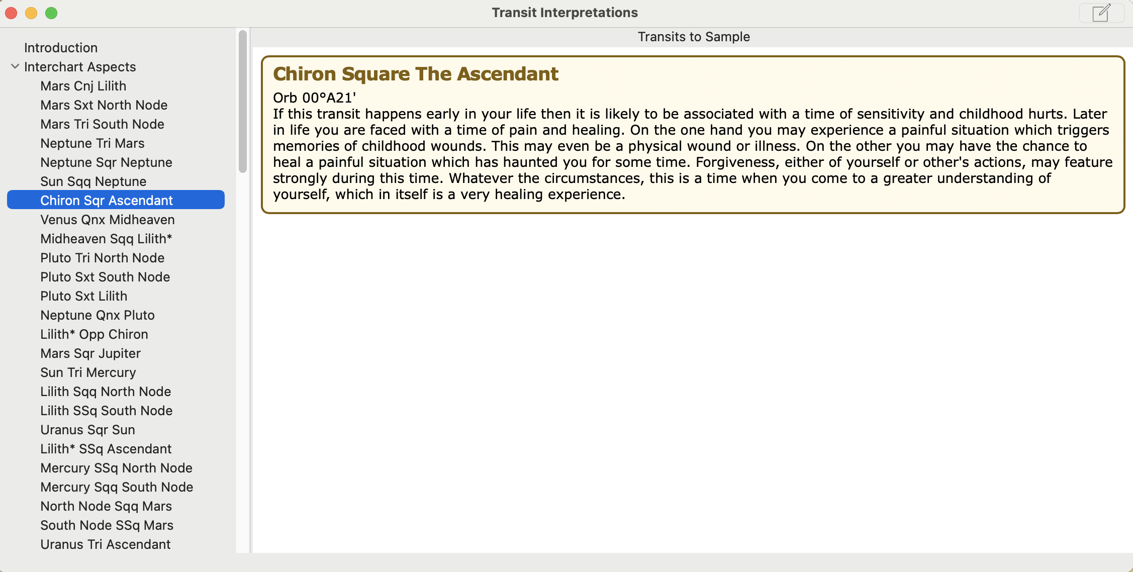 Transits to Natal chart Interpretations