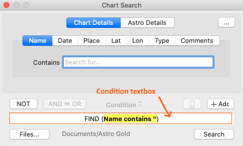 Dialog; Chart Search