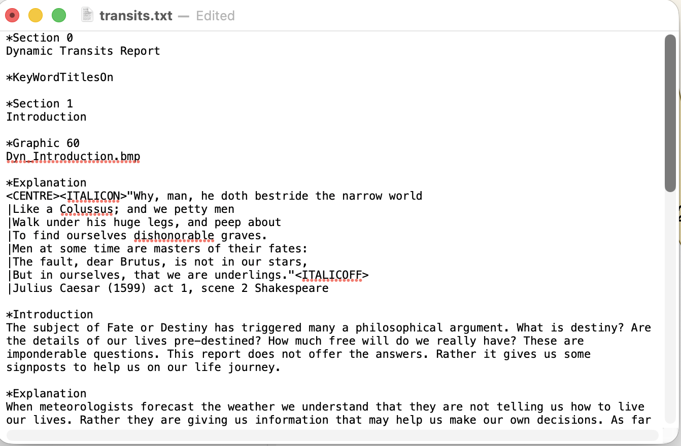 Window; TextEdit; with report source text