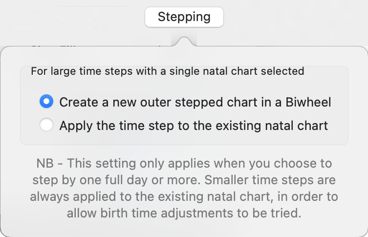 Dialog; Preferences; Wheels; Stepping