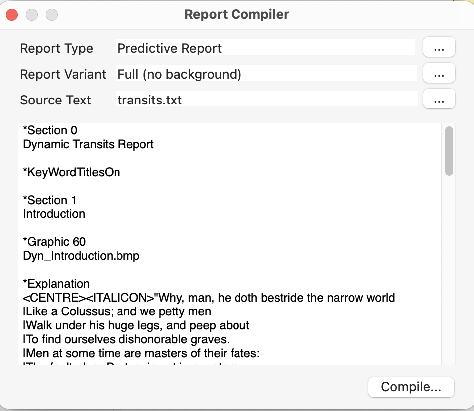 Dialog; Prof Reports; Report Compiler with source text