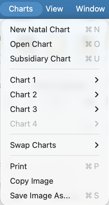 Menu; Charts
