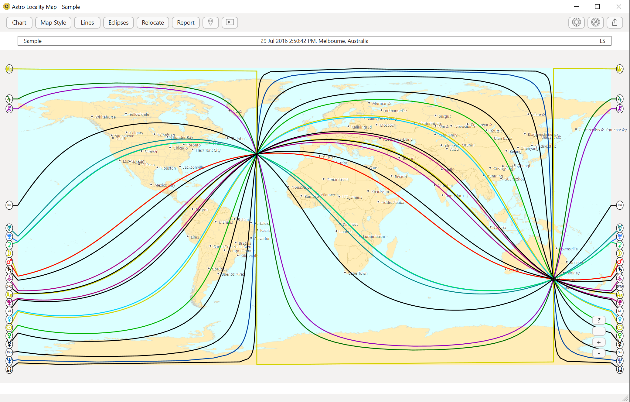 Astro Locality Map: Local Space lines displayed