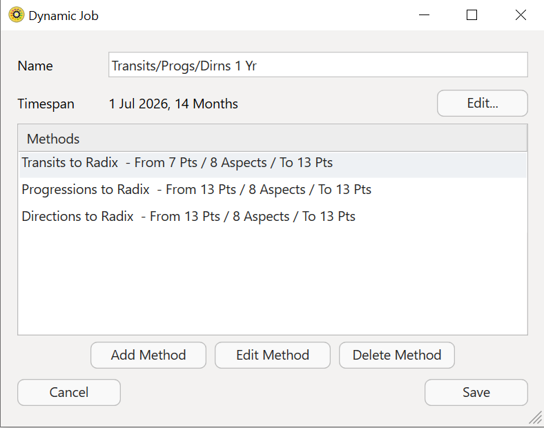 Dialog; Edit Job v6
