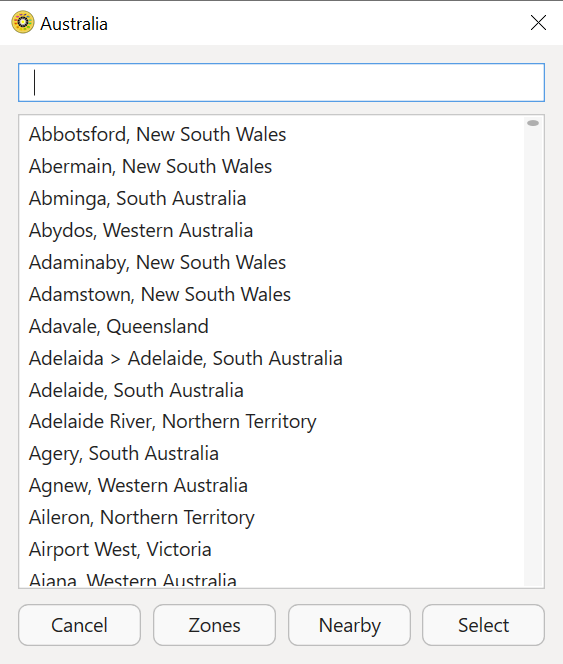 Search for and Select a state or country