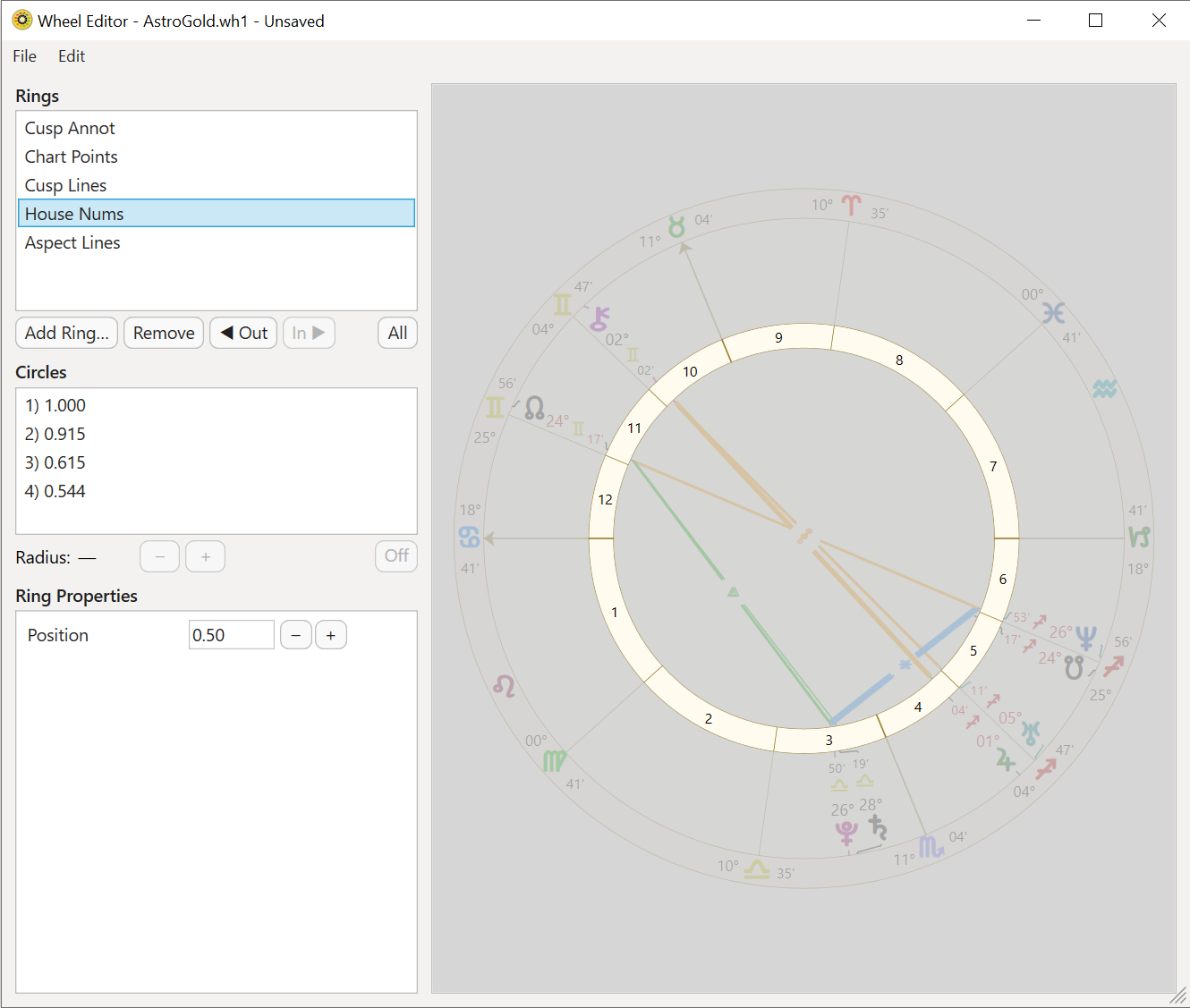 Window; Wheel Editor; ring selected
