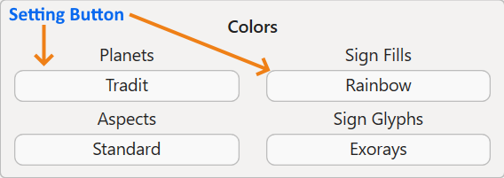Dialog; Prefs; Colors; Planet, Sign, Aspect
