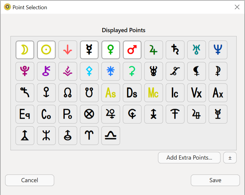 Dialog; Eclipses; Displayed Points