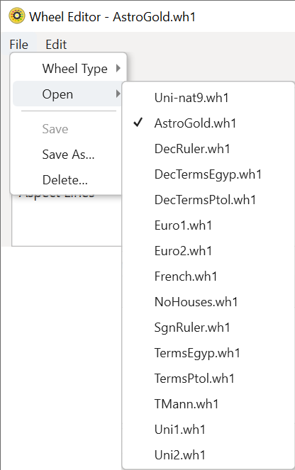 Menu; Wheel Editor; Wheels