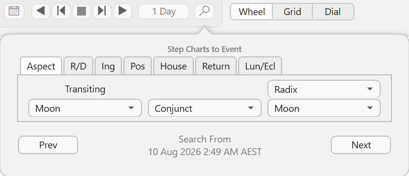 Event Search dialog box