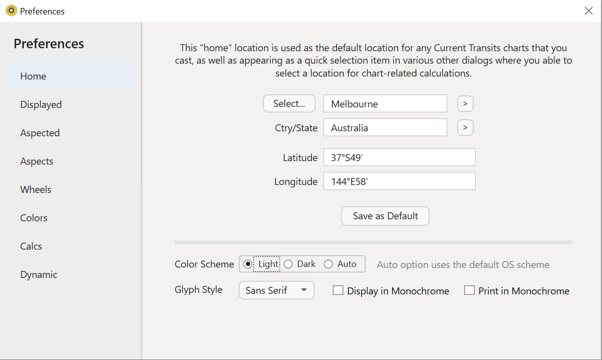 Preferences Dialog box