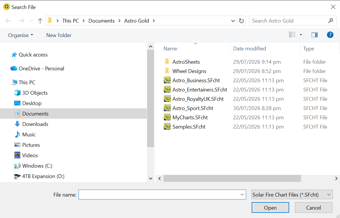 Dialog; Chart Search; Files; Select Other File