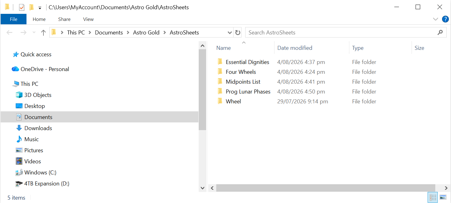 Astro Sheets folders and files