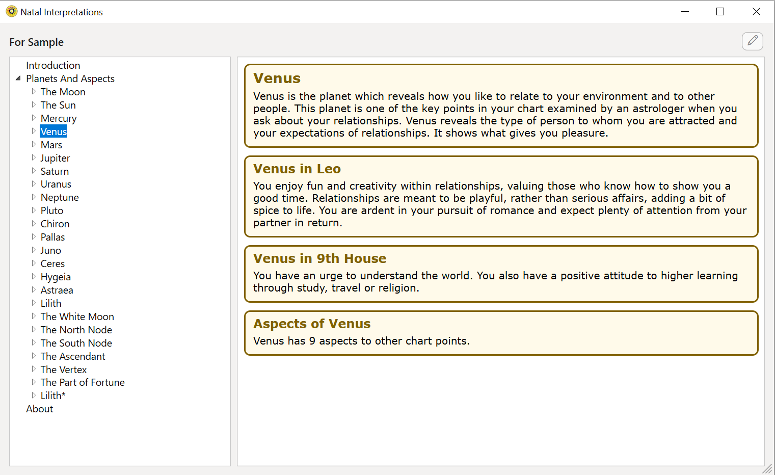 Natal chart Interpretations