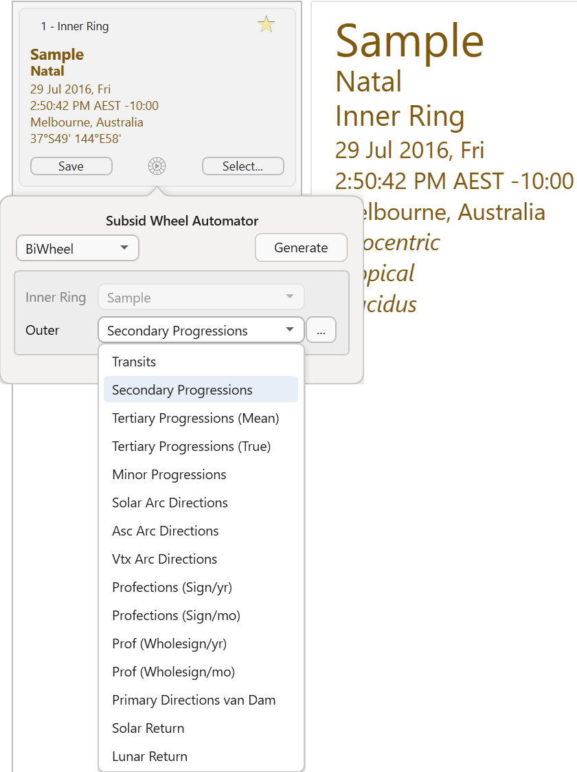 Dialog; selected charts; SubsidWheelAuto; biwheel outers droppeddown