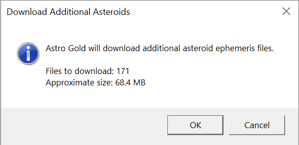 Dialog; extending ephemeris range and downloading additional asteroids v6
