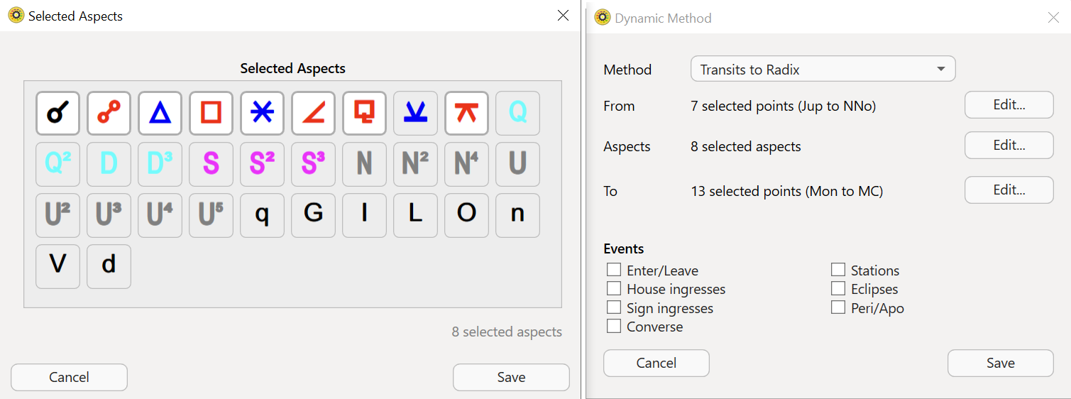 Dialog; Prefs; Dynamic; Edit Dynamic Job; Edit Dynamic Method; Aspect selection