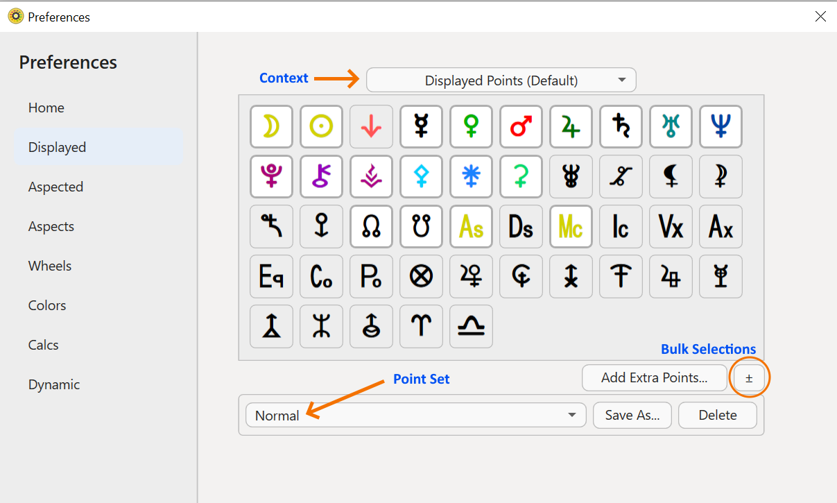 Preferences - Displayed Points