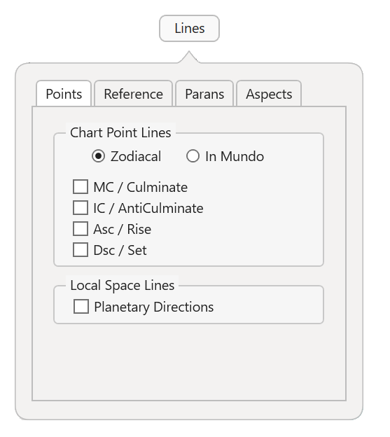 The Lines dialog for the Map
