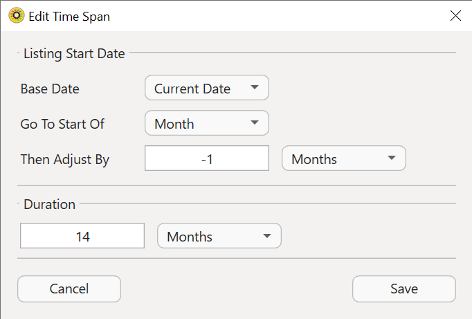 Preferences - Dynamic: Start Date & Duration