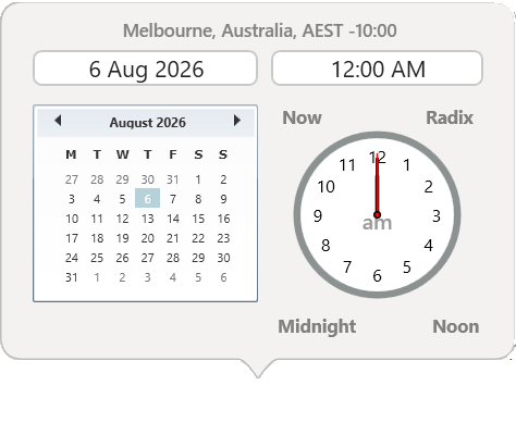 Dialog; Ephemeris; Calendar; expanded