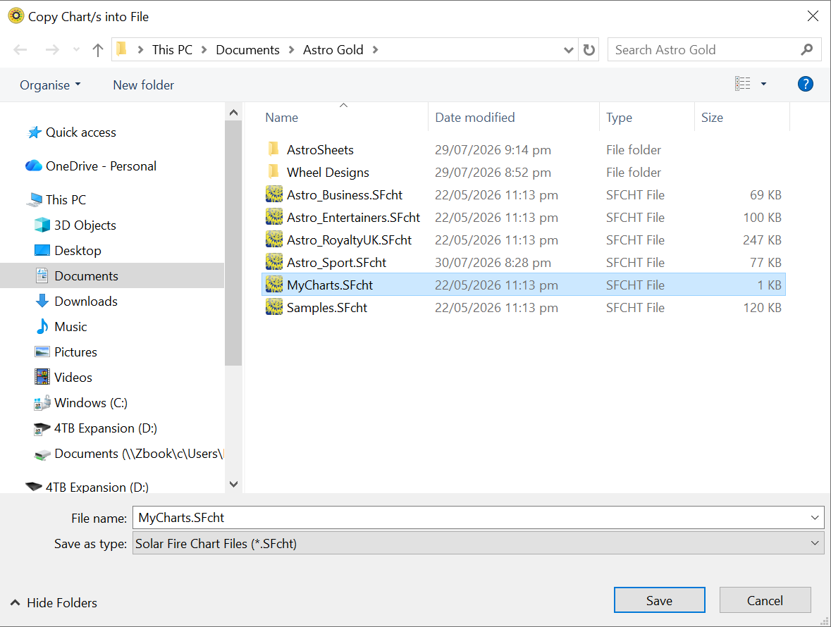 Copy Chart(s) dialog