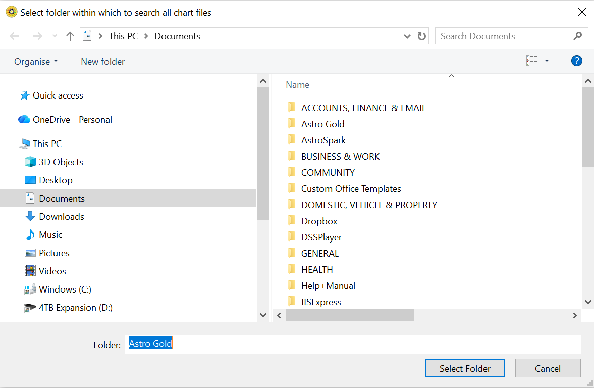 Dialog; Chart Search; Files; Select Other Folder