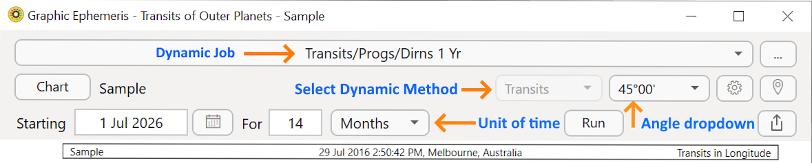 Reports; Graphic Ephemeris, Options; multi method v6