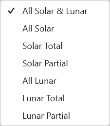 Menu; Eclipse Search; Eclipse Types