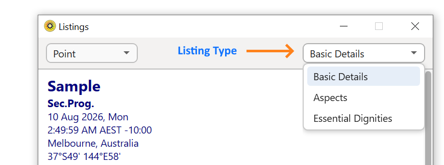 Reports; listings; listing types v6