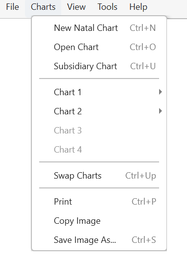 Menu; Charts