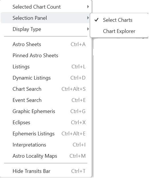 Menu; View; Selection Panel