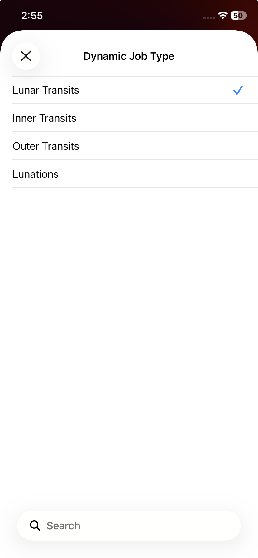 Screen; editing a widget; transit listing; dynamic job types