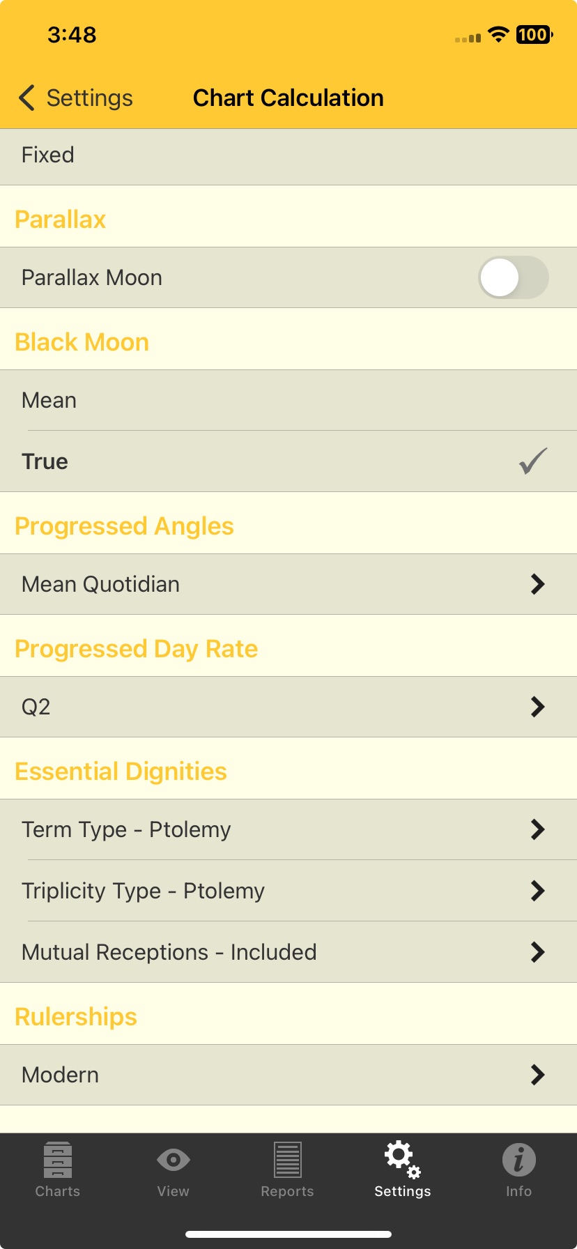 Essential Dignities Settings