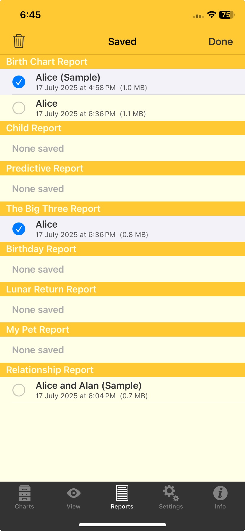 Reports; My Saved Reports; edit