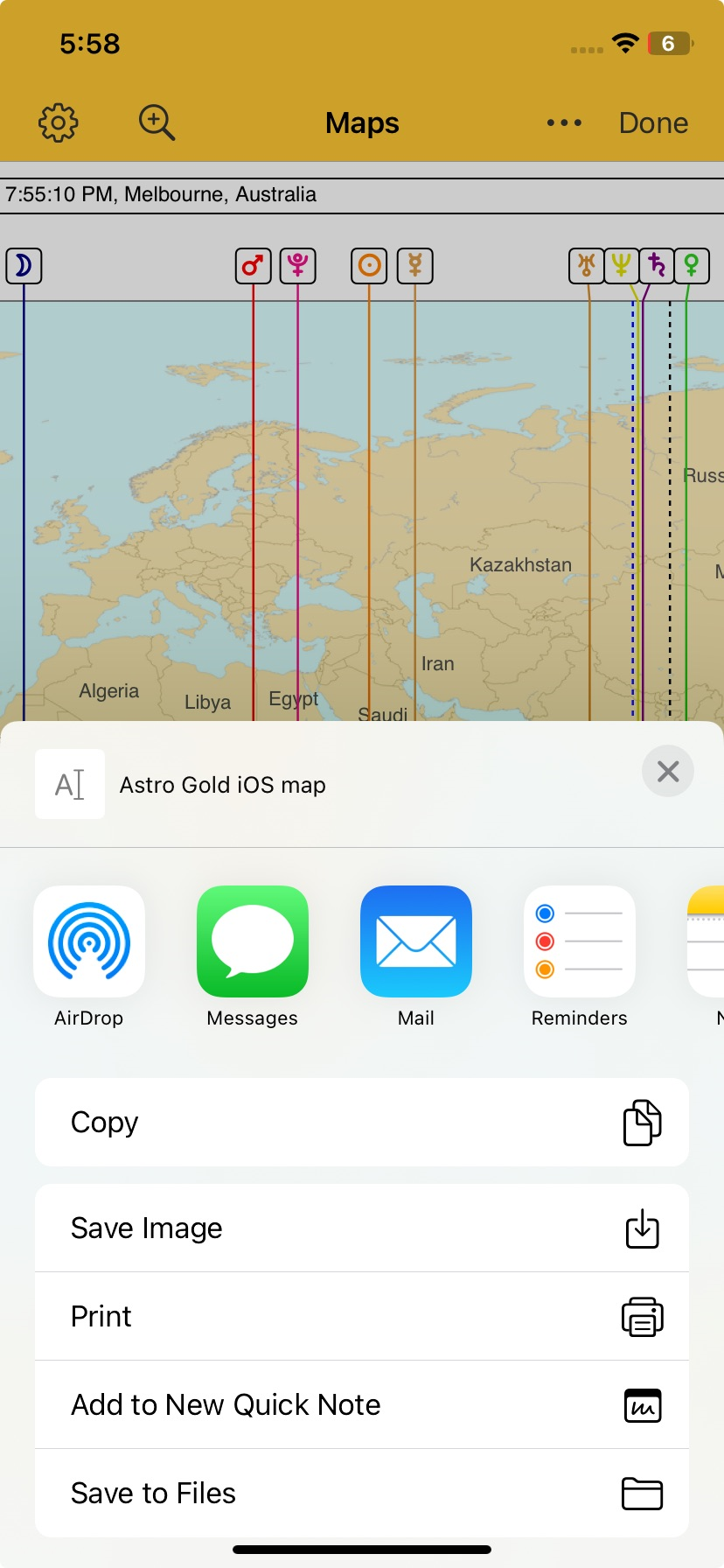 Screen; map tools; share image