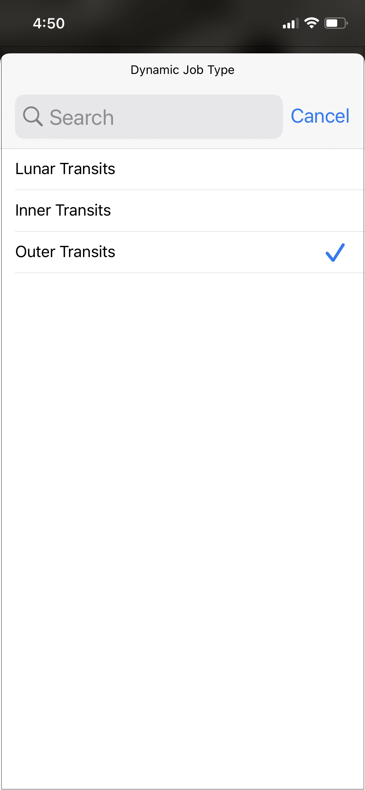 Widget - edit widget (transits), dynamic job type options